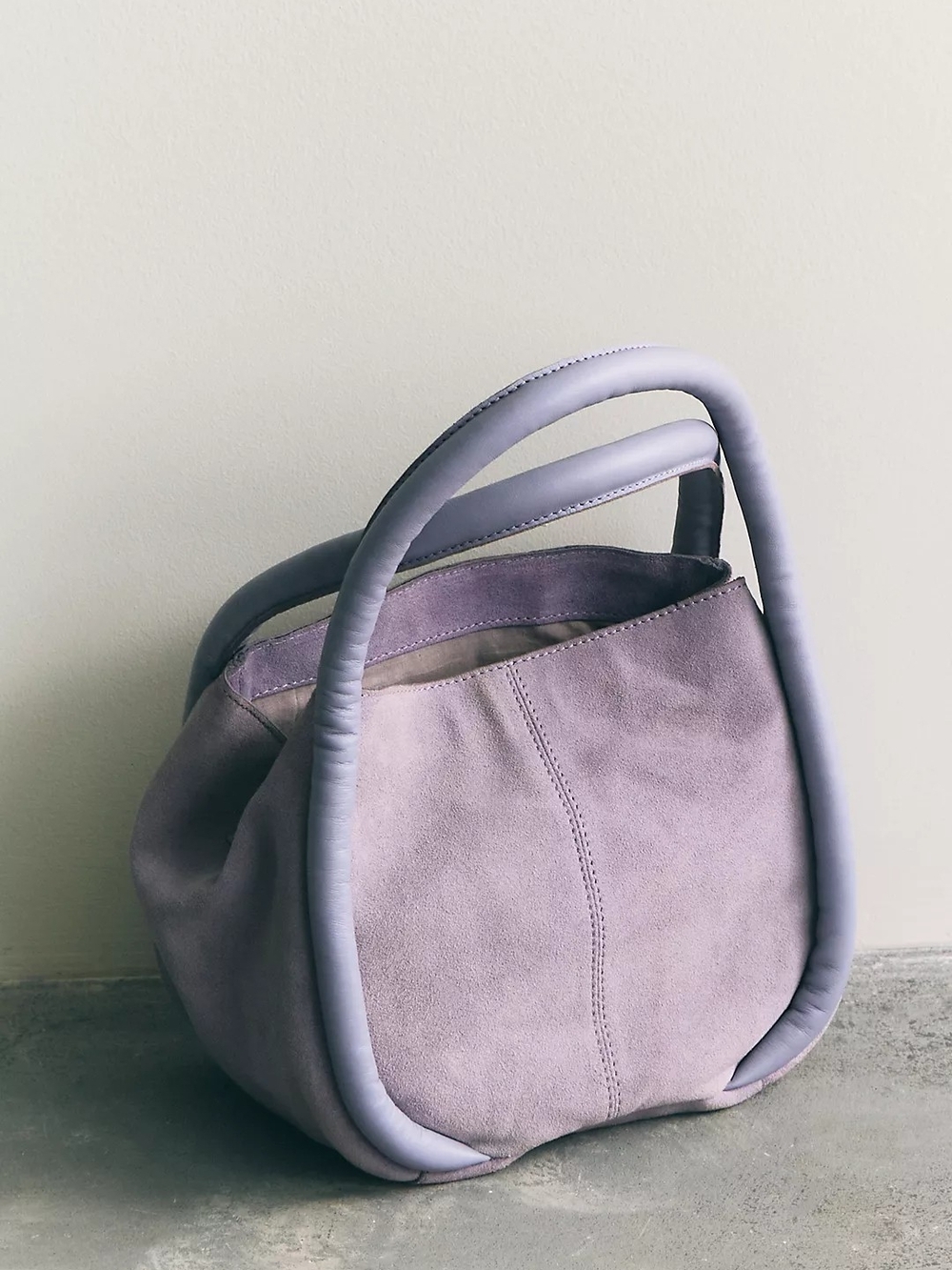Free People Barlow Suede Bucket Bag Fields Of Lilac Pastel Purple Handbag NWT